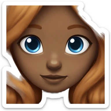 Cute girl with long ginger hair and blue eyes Holds in her arms Black Maine coon sticker