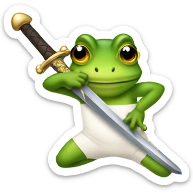 A frog swinging a sword  sticker