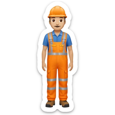 mature engineer hi-vis orange overalls standing full body sticker