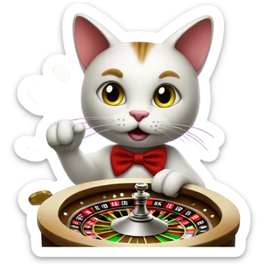 Cat playing roulette at casino in Vegas sticker