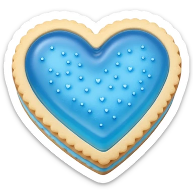 Realistic shortbread cookie in the shape of a heart with Carolina Blue color jelly middle filling and sprinkled powder sugar on top. sticker