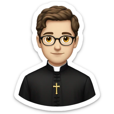 victorian young priest with brown hair, glasses and black dress sticker