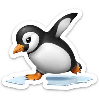 penguin slipping and falling with startled expression sticker