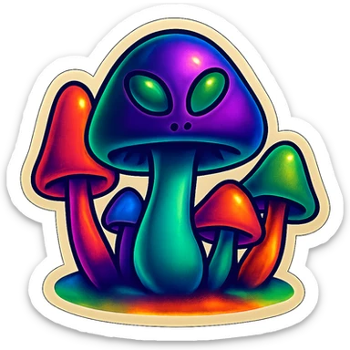 alien mushrooms, mushroom patches, variation 1 sticker