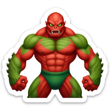 Red Hulk versus Green Hulk, red muscular monster fighting green muscular monster sticker