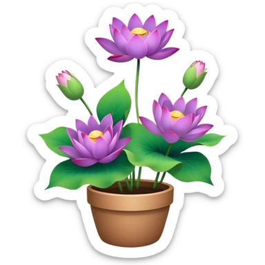 flower pot Purple Lotus,stem, Lotus leaf, bunch sticker