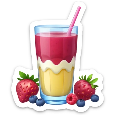 Juice contains: Strawberry Yoghurt, Blueberries, Apple Juice, Raspberries, Banana & Ice. In 3D. Aesthetic sticker