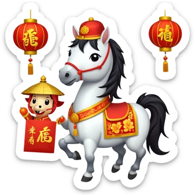 help me develop 10 emoji stickers, for CNY, cartoon horse stickers sticker