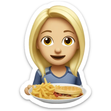 blonde girl sharing food indoors sticker