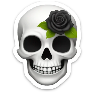 White skull with black roses sticker