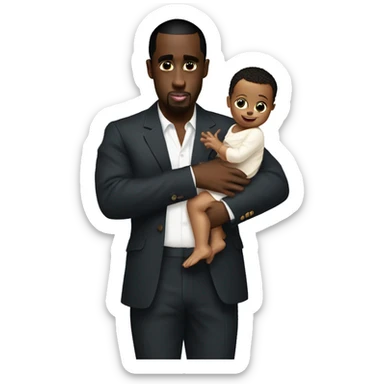 p diddy holding a baby sticker