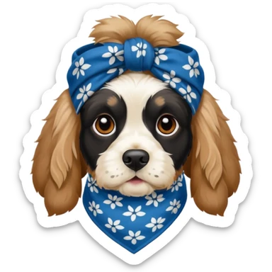 Собака породы черно-белый русский кокер спаниель в бандане Grow Street sticker