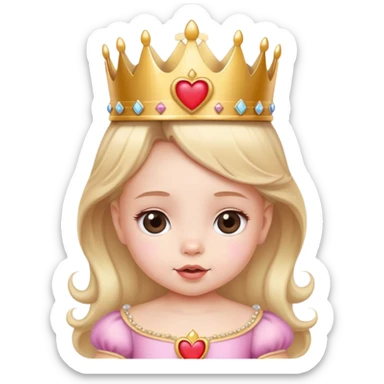 Princesa corona bebé corazón sticker
