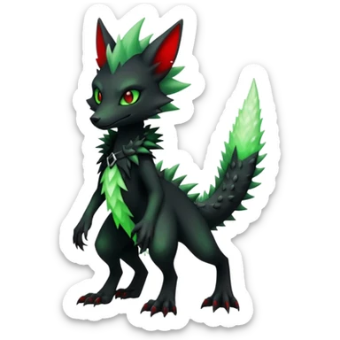 Kawaii Cute Edgy Black Green Red ethereal Fionbri-Vernid-Sergal full body sticker