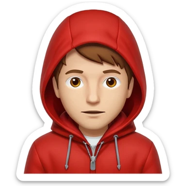 Man in red coat, hood down sticker