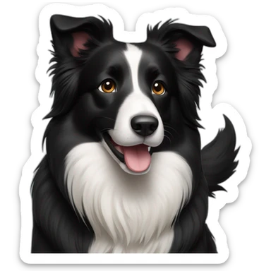 Border Collie black, happy and cute with flat fur sticker