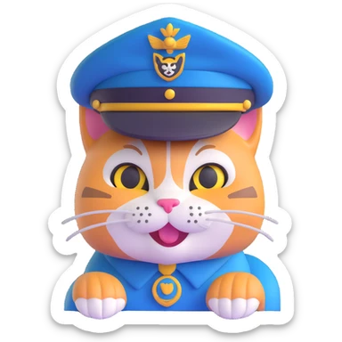 smirking cat wearing a cadet hat sticker