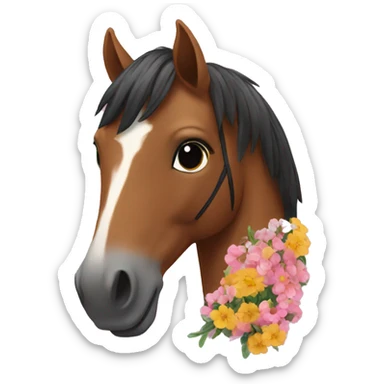 Horse in love wearing flowers  sticker
