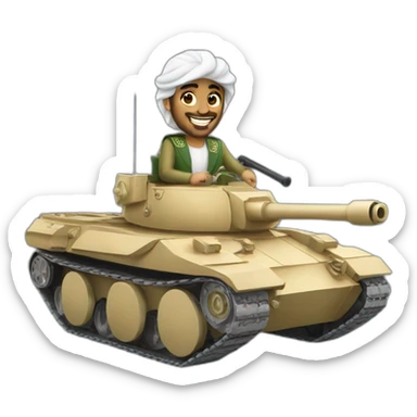 Prince from Saudi Arabia riding on a tank, smiling sticker