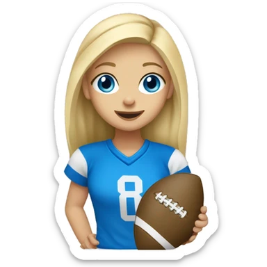 blonde hair blue eye girl playing flag football sticker