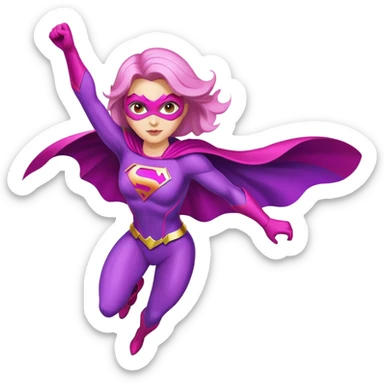 pink violet woman superhero flying sticker