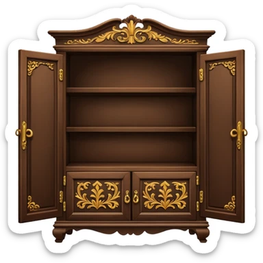 a cabinet with one open shelf and two closed ones sticker