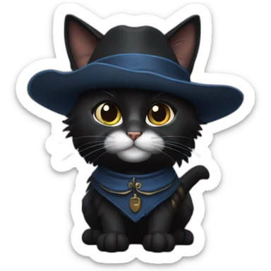 musketeer female black cat sticker