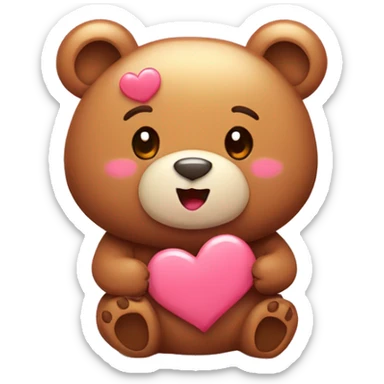 A cute sugary bear filled with hearts and sweetness. blushing with smooches all over  sticker