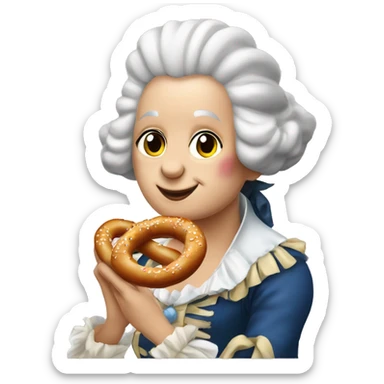 George Washington dressed like Marie Antoinette eating a pretzel  sticker