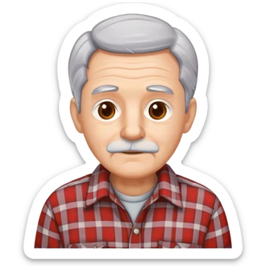 Old grey haired man plaid shirt sticker