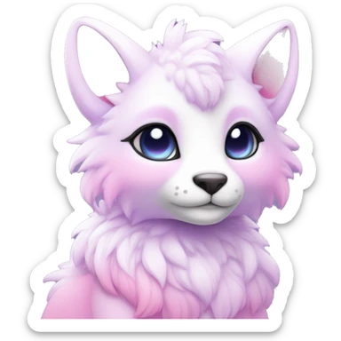 Kawaii colorful bright light pastel lilac-pink-white-gradient fantasy ethereal anthro fursona animal creature sticker