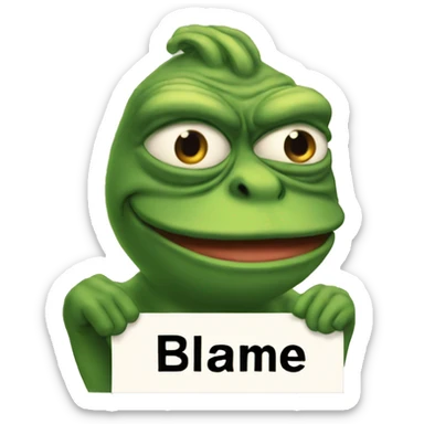 pepe holding sign says Blame King sticker