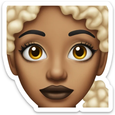 Vitiligo woman with lip liner sticker