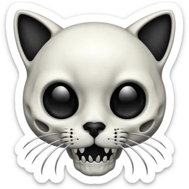 Cute Cat skull black silver  sticker