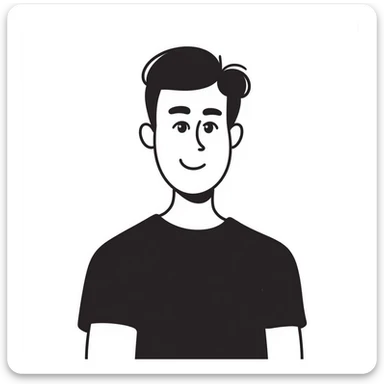 Attractive man in his 40s with youthful appearance, light brown skin, elongated face, defined jawline, medium dark eyes, arched eyebrows, straight nose, handsome friendly expression, short dark hair styled upward, athletic build, wearing a fitted black t-shirt sticker