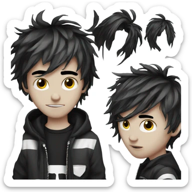 Emo guy messy hair dark eyeliner sticker