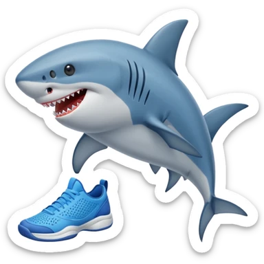Un requin qui porte des chaussures de tennis bleu sticker