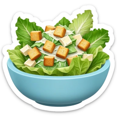 super realistic caesar salad in small light blue bowl sticker