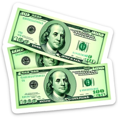 three 100 dollar bills sticker