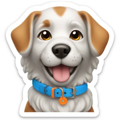 cute dog with simple blue collar with orange pendant from another perspective sticker