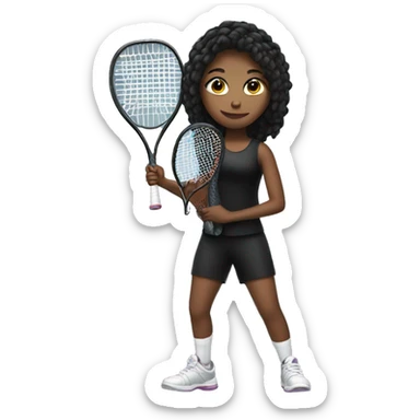 girl in black outfit holding a racquetball racket sticker