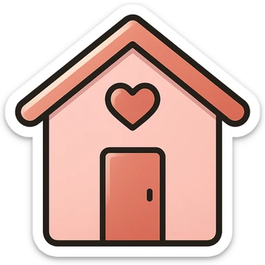 vector icon of a feminine home in rose gold and blush pink, flat minimal design, soft glow, white background sticker