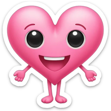 Heart with a cute face on it and arms and legs coming out of it sticker