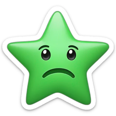grey face in a green 5-point-star sticker