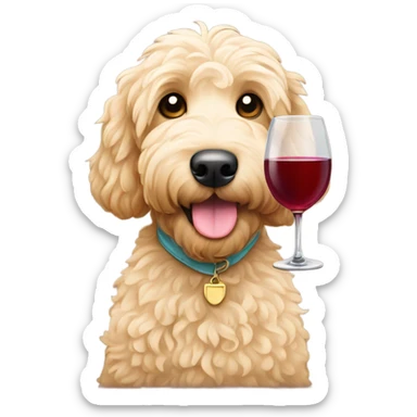 Goldendoodle drinking wine sticker