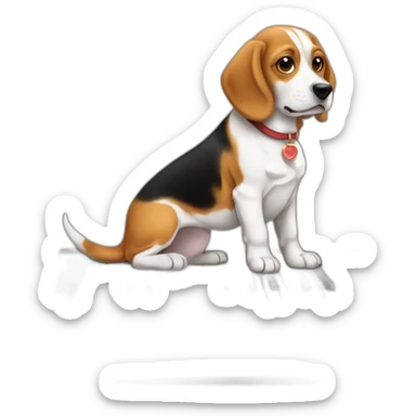 chien beagle assis a coté d'un piano sticker