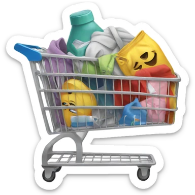 Shopping cart full of clothes sticker