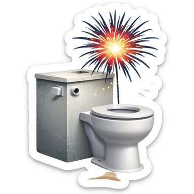 Firework explosion toilet at the beach sticker