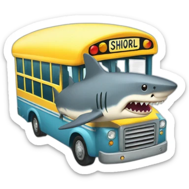 shark driving a school bus sticker