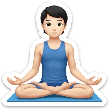 garoto de 17 anos, pele clara, cabelo liso preto médio, fazendo yoga  sticker